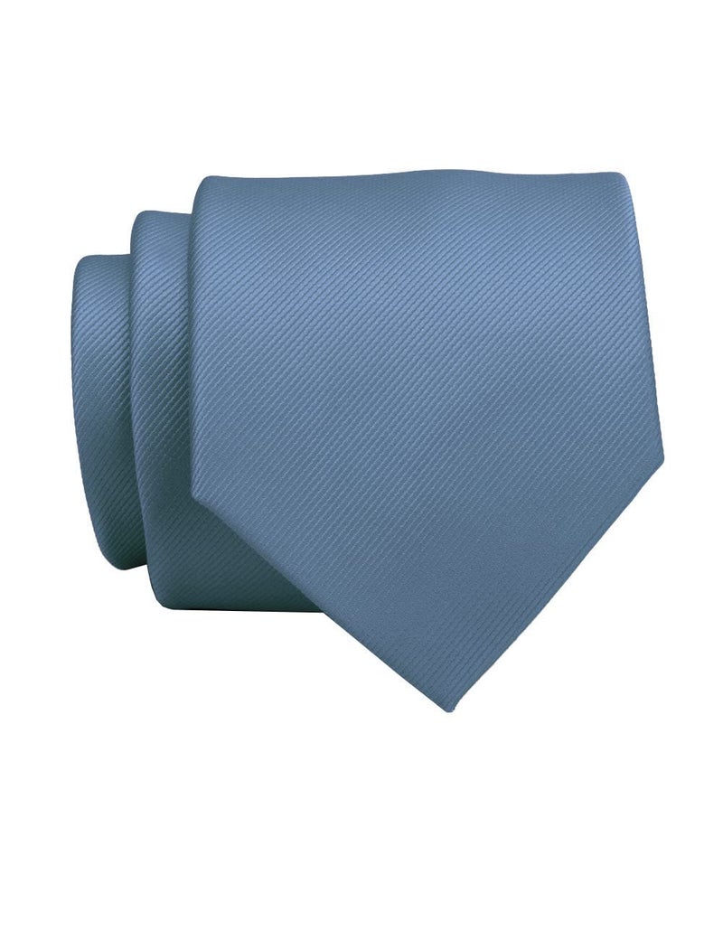 GUSLESON Solid Dusty Blue Wedding Ties For Men Neckties and Pocket Square Cufflinks Sets(0789-29) - Image 2