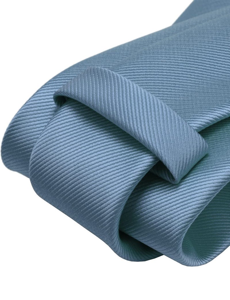 GUSLESON Solid Dusty Blue Wedding Ties For Men Neckties and Pocket Square Cufflinks Sets(0789-29) - Image 4