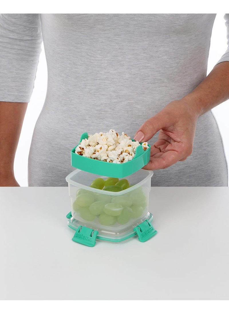 Sistema Snack To Go 400ml Green Clip – BPA Free Snack Container with Leak-Resistant Locking Lid, Reusable Food Storage Box for Fruits, Nuts, Yogurt, Meal Prep, School, Office & Travel - Image 3