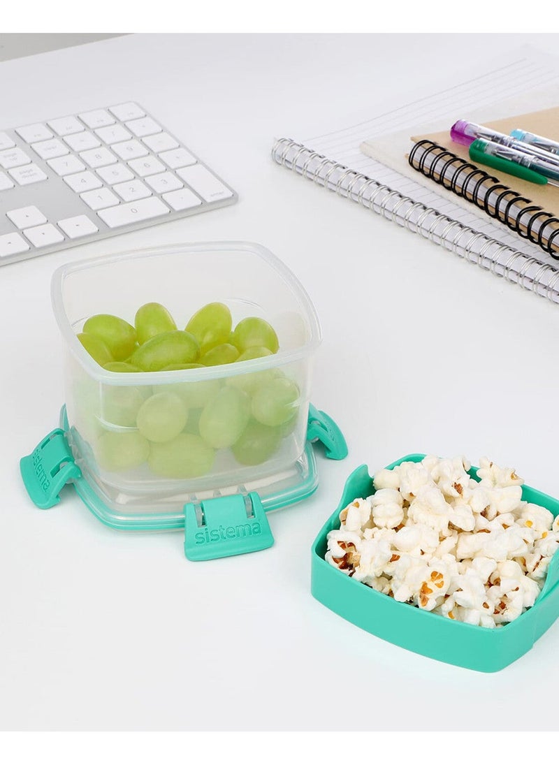 Sistema Snack To Go 400ml Green Clip – BPA Free Snack Container with Leak-Resistant Locking Lid, Reusable Food Storage Box for Fruits, Nuts, Yogurt, Meal Prep, School, Office & Travel - Image 4