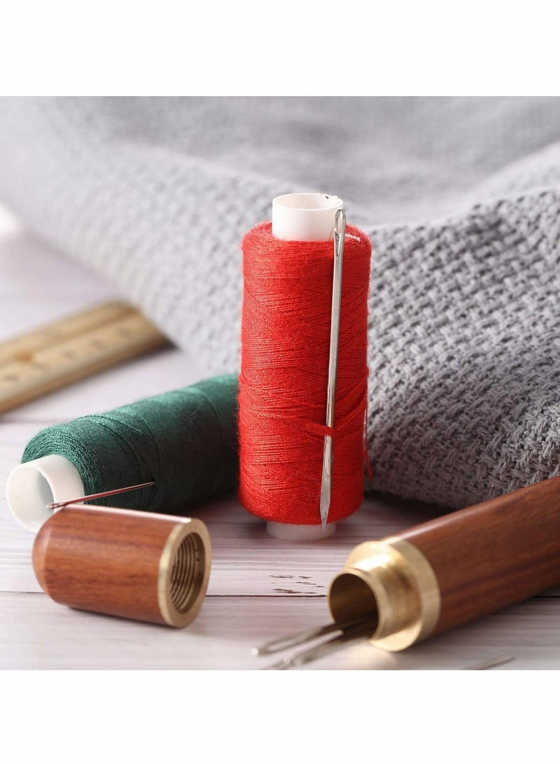 Y&D Sewing Kits 2 Pieces Wooden Needle Case with 12 Self Threading Needles and 4 Large-Eye Leather Stitching for Storing Handmade Embroidery Accessories - Image 5