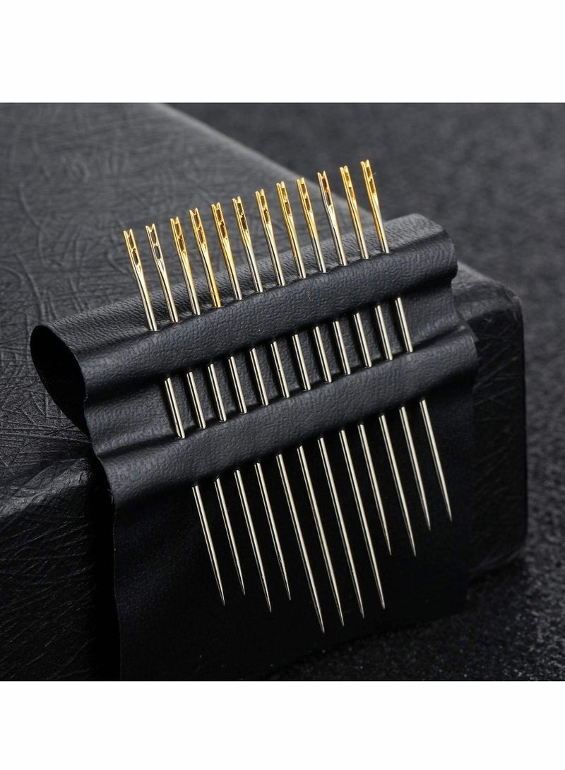 Y&D Sewing Kits 2 Pieces Wooden Needle Case with 12 Self Threading Needles and 4 Large-Eye Leather Stitching for Storing Handmade Embroidery Accessories - Image 4