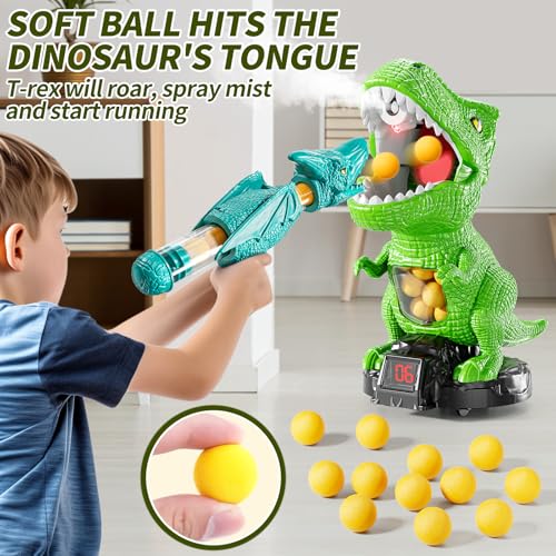 JUKUDAHU Dinosaur Shooting Boy Toys for Kids Age 3 4 5 6 7 8 Moveable Shooting Game with Scoreboard Light and Sound 12 Foam Balls Boy Toddler Toys 57 68 810 Competition Game Gifts Green - Image 5