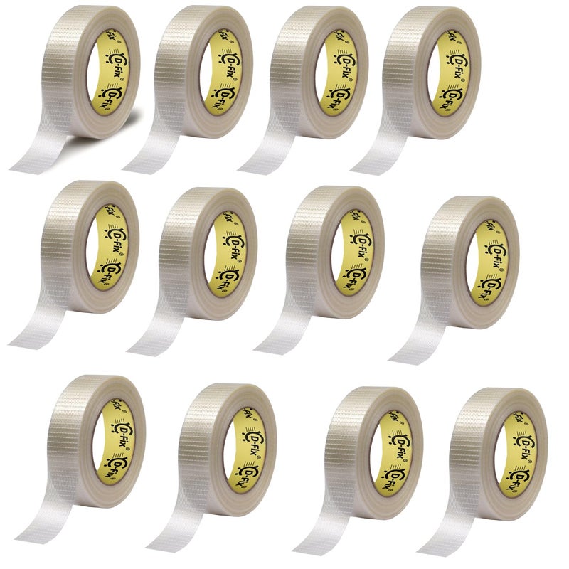 D-Fix Cross Filament Strapping Tape - 50 Meters in Length - 24mm / 1" Width - 24Roll Per Pack - Strong tape for Packing Heavy Items, Durable in Nature, Used for Heavy Industrial Goods Packing - Image 1