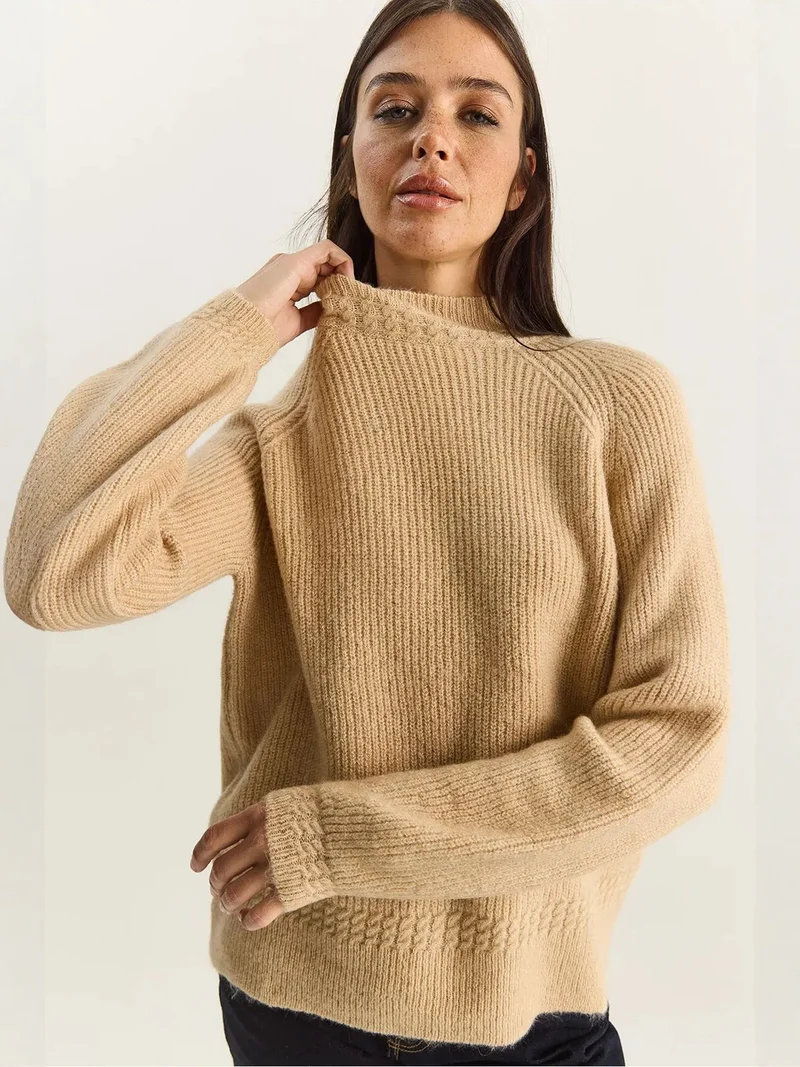 LUCCI Oversized Crew Neck Knit Sweater