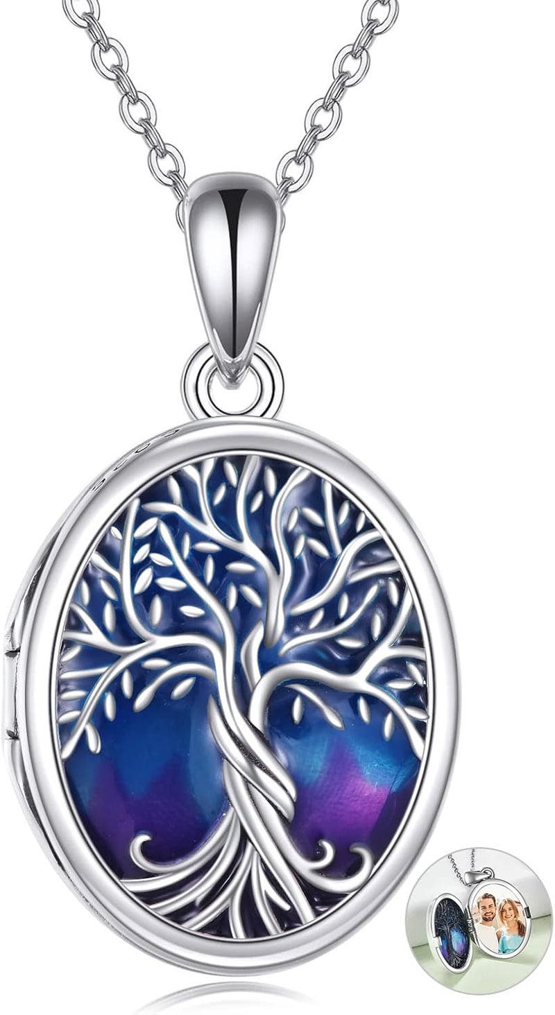 ONEFINITY Store Tree of Life Locket Necklace Sterling Silver Locket Necklace That Holds Pictures Tree of Life Locket Pendant for Women Wife Girlfriend - Image 1