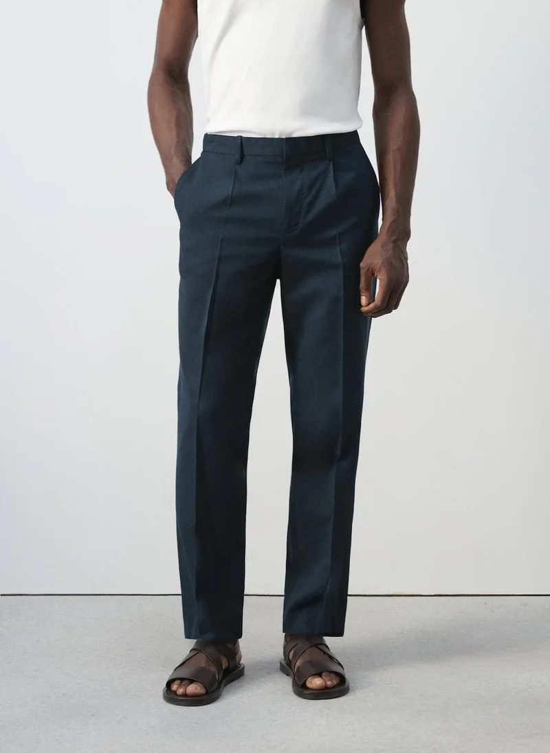 مانجو مان Slim fit linen lyocell blend trousers