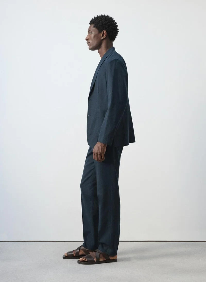 Mango Man  Slim fit linen lyocell blend trousers for Men | Best Price UAE