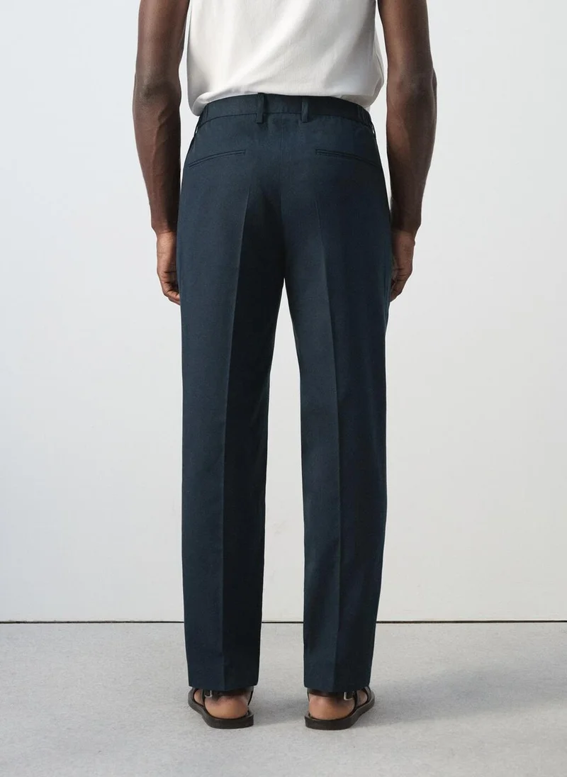 مانجو مان Slim fit linen lyocell blend trousers