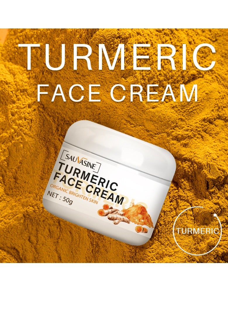 SAUVASINE Turmeric Face Cream,Natural Turmeric Bright Skin Dark Spot Skin Care Moisturizing Repair Serum,Anti-Aging And Brightening,Brightens Skin,Removes Acne, Whitening, Lightening Spots 50g - Image 1