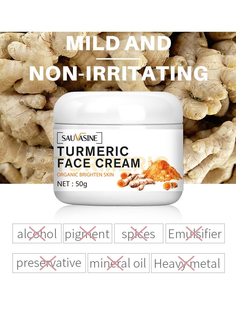 SAUVASINE Turmeric Face Cream,Natural Turmeric Bright Skin Dark Spot Skin Care Moisturizing Repair Serum,Anti-Aging And Brightening,Brightens Skin,Removes Acne, Whitening, Lightening Spots 50g - Image 2