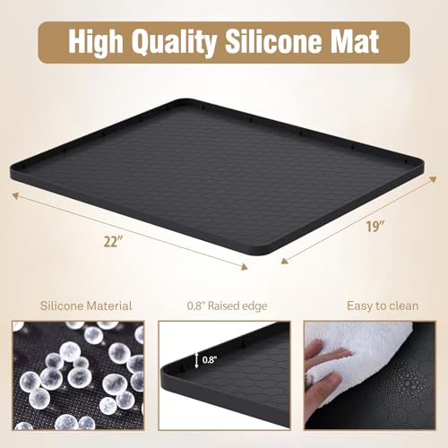 HALAGAS Water Cooler Mat - (22" x 19") Non-Slip Water Cooler Mat with Raised Edge for Foor Protector, Under Water Dispenser Mat Used for Bedrooms, Kitchens,Offices, Bars (Black) - Image 2