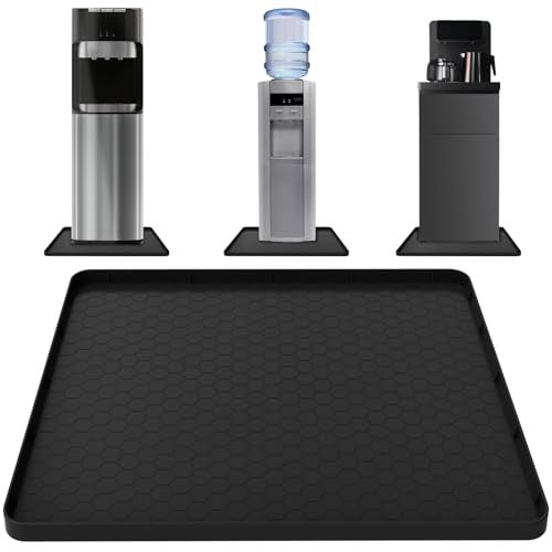 HALAGAS Water Cooler Mat - (22" x 19") Non-Slip Water Cooler Mat with Raised Edge for Foor Protector, Under Water Dispenser Mat Used for Bedrooms, Kitchens,Offices, Bars (Black) - Image 1