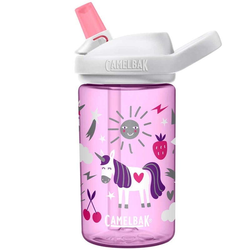 CAMELBAK زجاجة مياه CamelBak Eddy+ للأطفال خالية من BPA مع قشة، 14 أونصة حفلة يونيكورن - Image 1