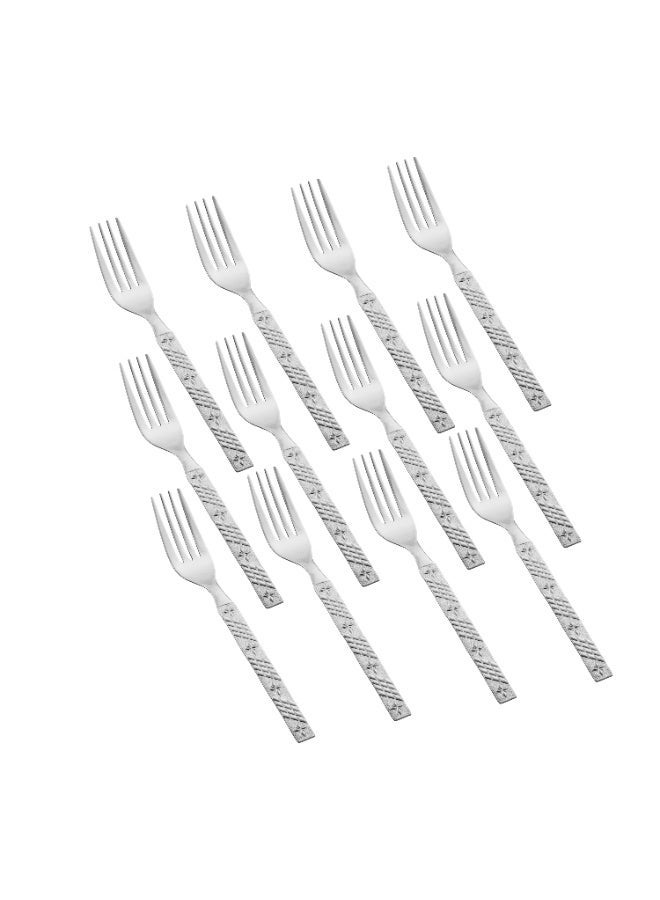 Hic 12-Piece Stainless Steel dessert fork Set Silver - Image 1