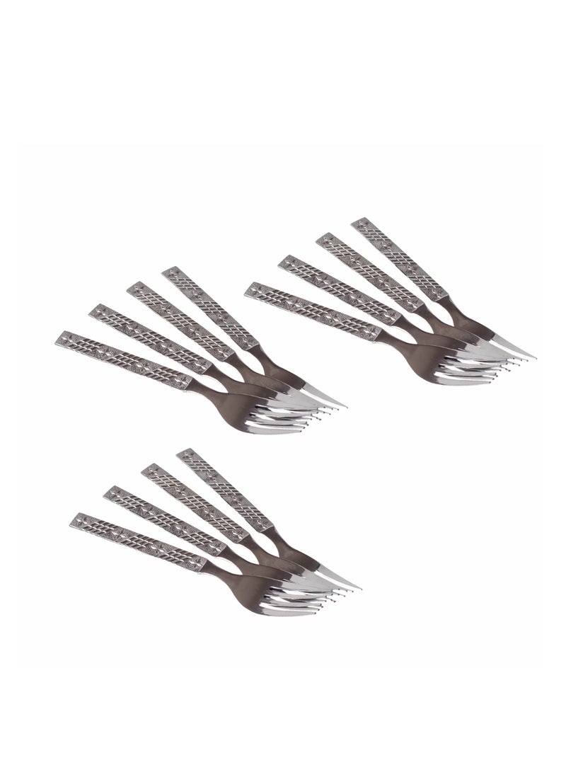 Hic 12-Piece Stainless Steel dessert fork Set Silver