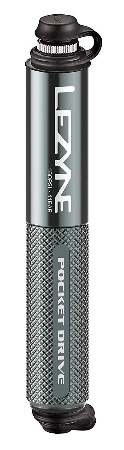 LEZYNE مضخة دراجة LEZYNE Pocket Drive، ضغط عالي 160 PSI، متوافقة مع فالف بريستا وشرايدر، مضخة دراجة (رمادي فاتح) - Image 5