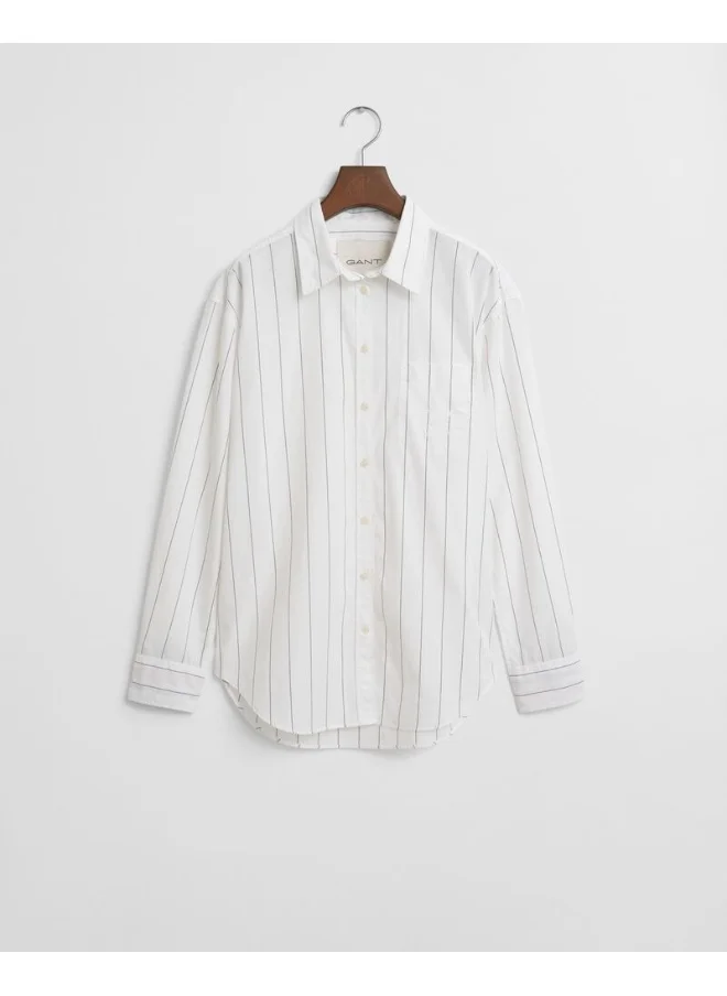 غانت Relaxed Fit Striped Contrast Shirt