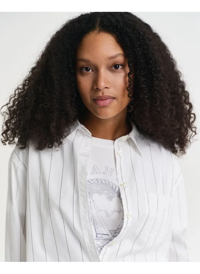 غانت Relaxed Fit Striped Contrast Shirt