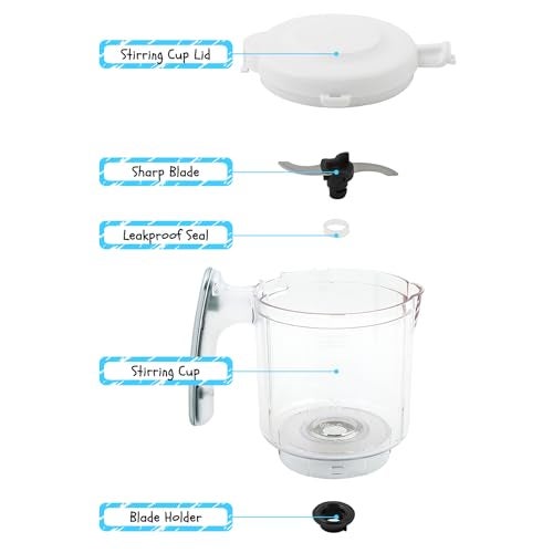 EVLA'S Replacement Stirring Cup & Blade with Steaming Basket for EVLA'S Baby Food Maker - White - Image 2