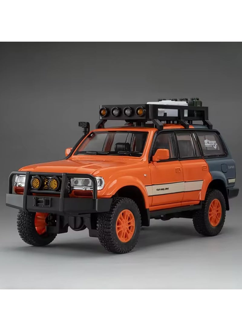 Toyland 1: 24 Scale Land Cruiser LC80 Model Car Toy, Alloy Diecast 6 Doors Openable Vehicle with Light Sound, Pullback Off-road Vintage Car  - Image 1
