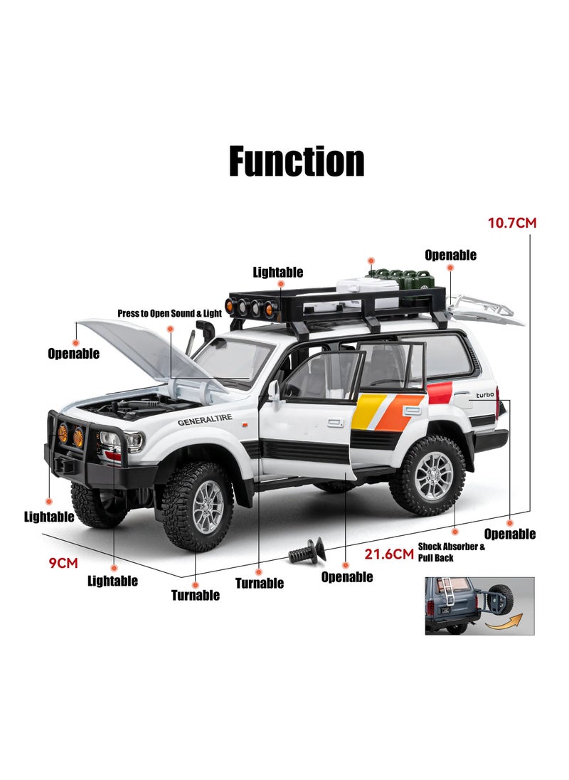 Toyland 1: 24 Scale Land Cruiser LC80 Model Car Toy, Alloy Diecast 6 Doors Openable Vehicle with Light Sound, Pullback Off-road Vintage Car  - Image 4