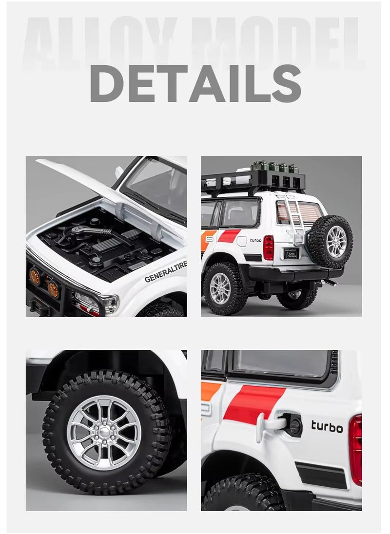 Toyland 1: 24 Scale Land Cruiser LC80 Model Car Toy, Alloy Diecast 6 Doors Openable Vehicle with Light Sound, Pullback Off-road Vintage Car  - Image 5