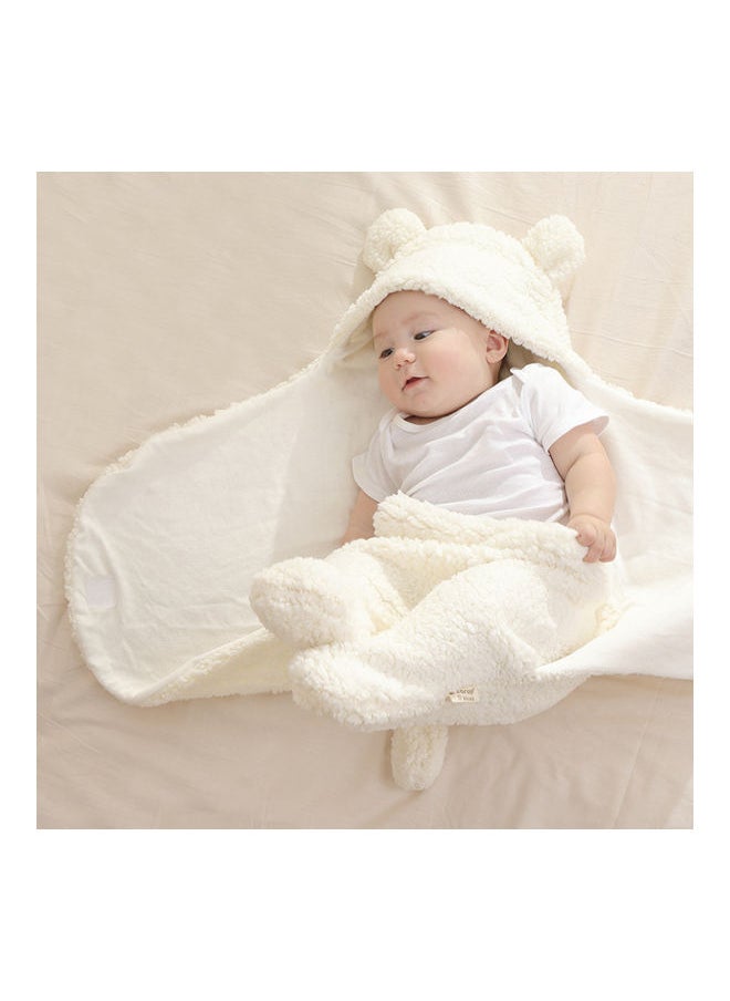 Generic Soft And Light Weight Baby Winter Sleeping Pajama Swaddling With Bear Ear Hat - White  - Image 5