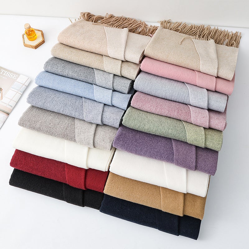 Double-sided Wool Scarf Korean Style Warm Winter Women's Shawl - Image 2
