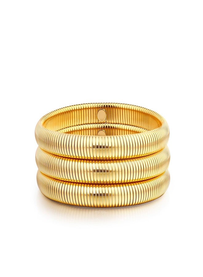 badu Gold Bangle Filled Bracelets for Women waterproof Stretchy Stainless steel Link Chain Flexible Bracelets - Image 1