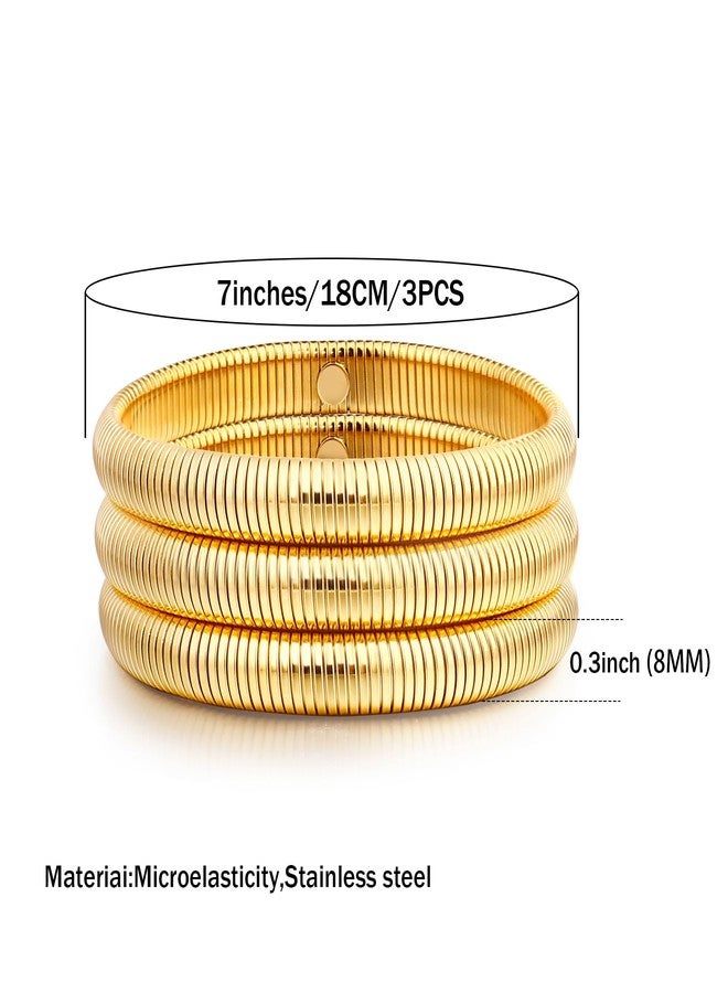 badu Gold Bangle Filled Bracelets for Women waterproof Stretchy Stainless steel Link Chain Flexible Bracelets - Image 2