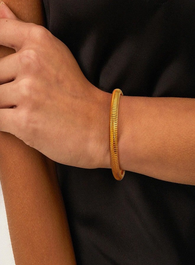 badu Gold Bangle Filled Bracelets for Women waterproof Stretchy Stainless steel Link Chain Flexible Bracelets - Image 5