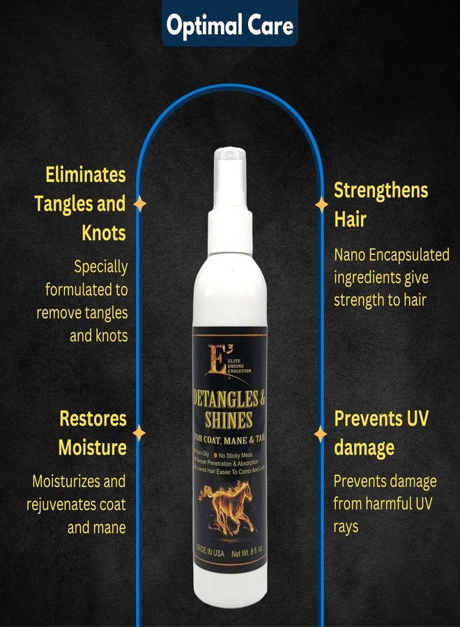 E3 فك تشابك الشعر ومنحه لمعاناً للخيول - يفك تشابك العرف والذيل على الفور، ويضيف لمعاناً رائعاً، ويرطب وينعم الشعر، غير دهني، معتمد من قبل الأطباء البيطريين (8 أونصة سائلة) - Image 2