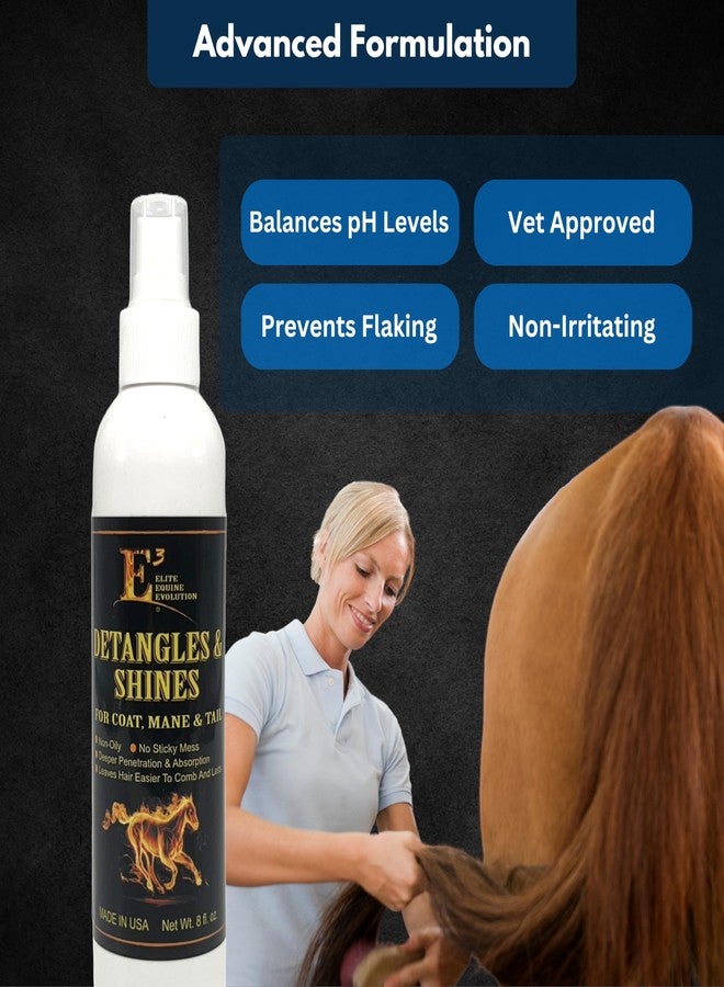 E3 فك تشابك الشعر ومنحه لمعاناً للخيول - يفك تشابك العرف والذيل على الفور، ويضيف لمعاناً رائعاً، ويرطب وينعم الشعر، غير دهني، معتمد من قبل الأطباء البيطريين (8 أونصة سائلة) - Image 3