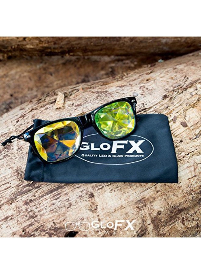 GloFX Ultimate Kaleidoscope Glasses - Black - Rainbow EDM Rave Light Diffraction Eyewear - Image 3
