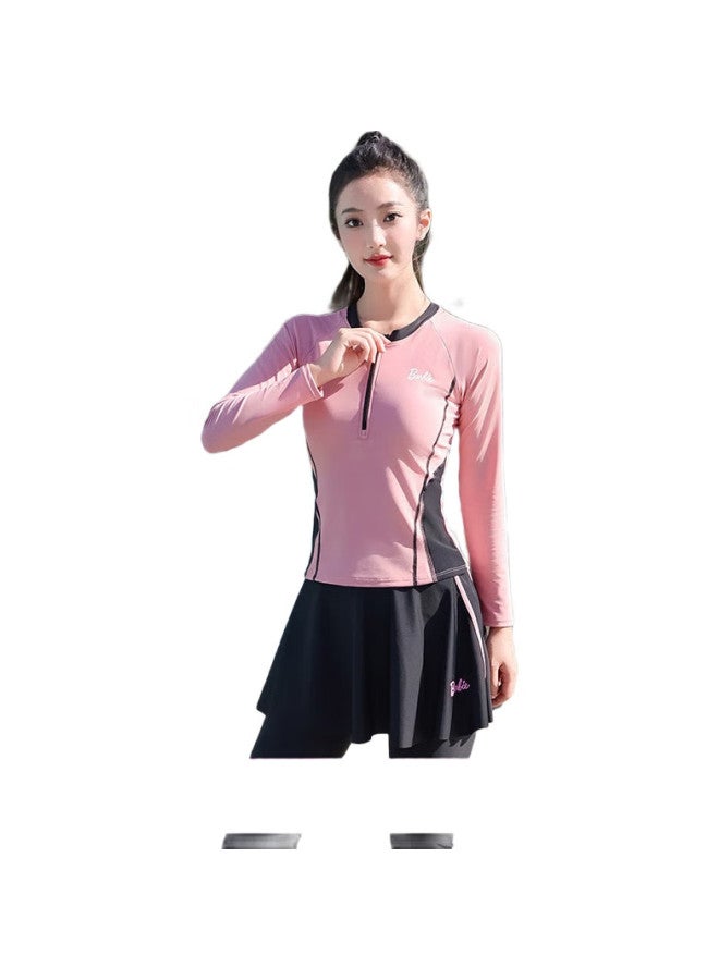 Barbie Two-Piece Swimsuit For Women, Conservative Tummy Control Slimming Long Sleeve Top And Long Pants, Sports Swimwear For Hot Springs And Beach Vacation - Image 2