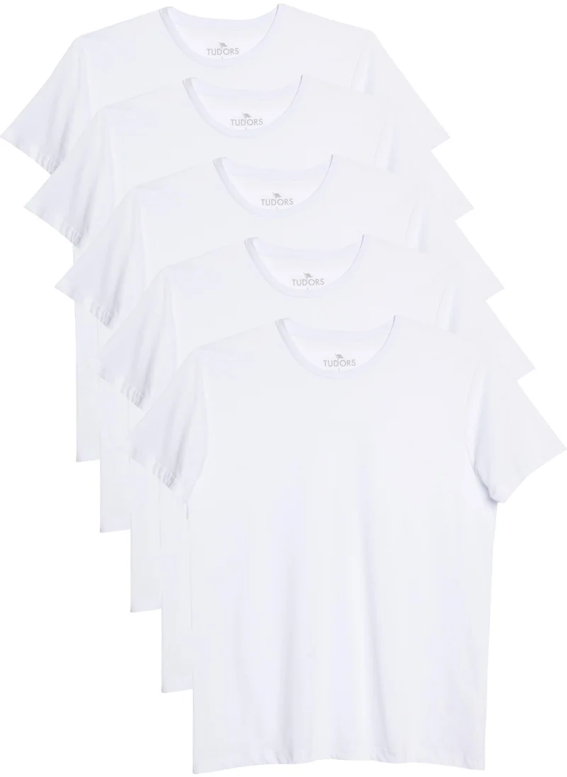 Tudors 5-Pack White Slim Fit Slim Fit Cotton Crew Neck T-Shirt