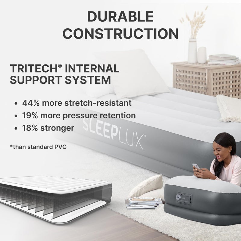 SLEEPLUX Durable Inflatable Air Mattress with Built-in Pump, Pillow and USB Charger - Image 4