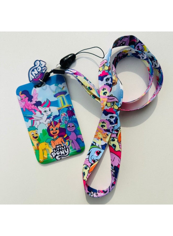 NIBEMINENT 1 - Piece Little Pony Kpop Photo Card Holder Pendant Key Chain ID Badge Holder ID Card Holder Photo Card Protector for School ID Office ID Access Card for Women Girls