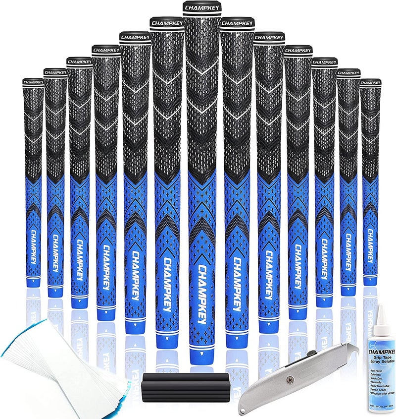 CHAMPKEY Golf Grips 13 Pack | Come with Solvent,15 Tapes,Vise Clamp and Hook Blade | All Weather Control and High Feedback Golf Club Grips - Image 1