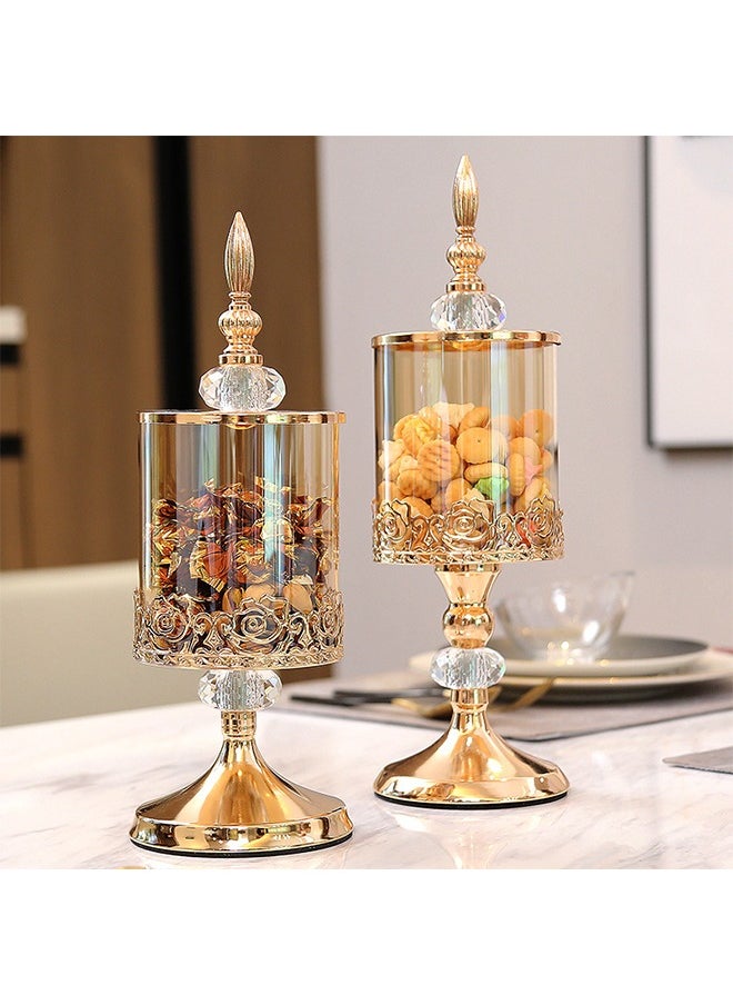 Squarecircle [Ramadan recommendation] Light Luxury Crystal Glass Storage Jar with Lid European American Living Room Coffee Table Lace Candy Jar Storage Decorative Ornament Desktop Ornament Living Room Decoration ornaments  - Image 4