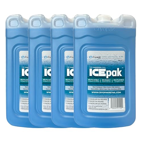 Cryopak ICEpak Large Hard Shell Reusable Ice Packs for Coolers and Lunch Box Use, Freezer Safe Gel Design, Professional Grade Cooling, Non-Toxic and BPA Free, Travel Accessories, Small (4 Pack) - Image 1