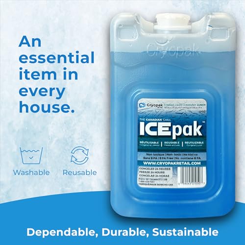 Cryopak ICEpak Large Hard Shell Reusable Ice Packs for Coolers and Lunch Box Use, Freezer Safe Gel Design, Professional Grade Cooling, Non-Toxic and BPA Free, Travel Accessories, Small (4 Pack) - Image 2
