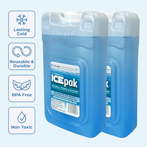 Cryopak ICEpak Large Hard Shell Reusable Ice Packs for Coolers and Lunch Box Use, Freezer Safe Gel Design, Professional Grade Cooling, Non-Toxic and BPA Free, Travel Accessories, Small (4 Pack) - Image 3