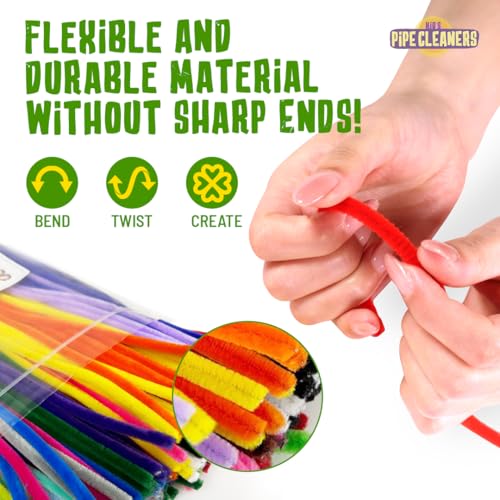 LOVA Pipe Cleaners for Crafts, 200 Count Multicolor 12 Inch Chenille Stems, Flexible Fuzzy Craft Sticks for DIY Projects, Classroom Activities, Decorations & Cleaning Narrow Gaps - Image 2