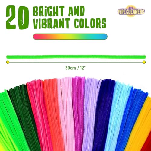 LOVA Pipe Cleaners for Crafts, 200 Count Multicolor 12 Inch Chenille Stems, Flexible Fuzzy Craft Sticks for DIY Projects, Classroom Activities, Decorations & Cleaning Narrow Gaps - Image 5