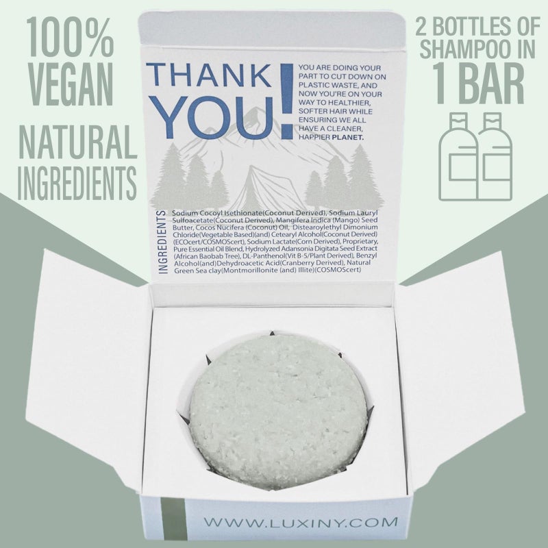 Luxiny Tea Tree Mint Shampoo Bar â€“ Vegan, Sulfate-Free, Made in the USA â€“ Refreshing Tea Tree & Mint Oils â€“ Up to 60 Washes â€“ Eco-Friendly & Travel-Friendly - Image 2