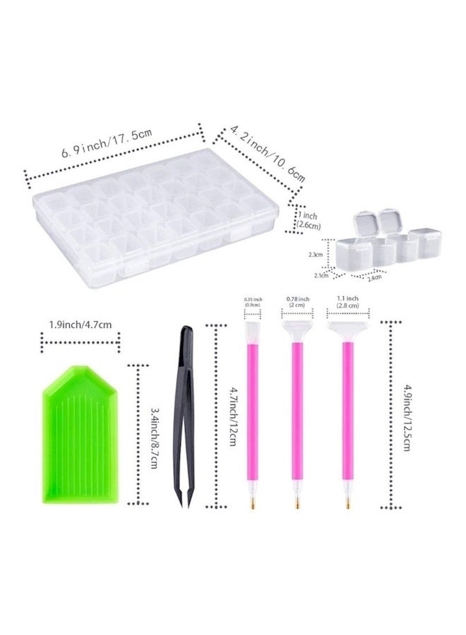 24PCS Diamond Painting Tools and Accessories Kit – Includes 6 Drill Pens, 5 Trays, and 10 Wax Pads,2 forceps and a storage box – Ideal for 5D Diamond Art DIY Projects  - Image 3