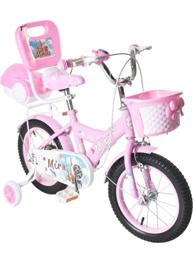 Toy Box Cute Pink Baby Cycle 14" Wheels Children Bicycle For 3-5 Years Old Child Bicycle Girls Bike Princess Cycle For Kids With Basket And Support Wheels