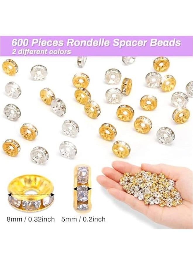 FYLX - Rhinest Crystal Rone Sp Beads Set  600 for DIY Jewelry Making Bracelets Pens - Image 1